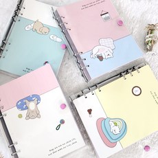 A5 강아지 다이어리 매일댕댕 6공 4종 택1 만년 다꾸 감성 문구, 그린크림