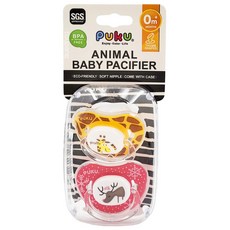 PUKU 藍色企鵝 動物安撫奶嘴 2入, 適用於0個月以上的寶寶, 不含BPA, 0-3個月, 顏色隨機, 1組