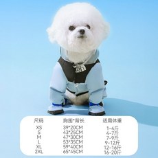 全包四腳寵物雨衣 防水防臟 小型犬通用 泰迪比熊適用, 1個, 邦迪藍,XS 建議體重1-4斤