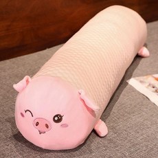 임산부용 롱 바디필로우 다리쿠션 원형 베개 침대용, 약 80cm, 핑크 피그 B