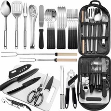 더블유 올인원 캠핑 키친툴 세트 27p 휴대용 키친 툴 세트, 1세트, 블랙