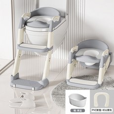 限時下殺O 兒童學習馬桶 一梯三用 馬桶梯 寶寶馬桶 折疊馬桶 兒童便盆 坐便梯 坐便器 蹲便器 RT, 三合壹階梯灰色馬桶-PVC軟墊