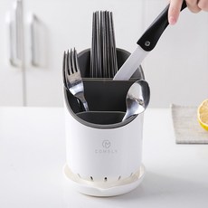 코믈리 자동 물빠짐 수저통, 1개, 화이트A