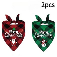크리스마스 강아지 반다나 산타 & 눈사람 디자인 - 100% 폴리에스터 비직물 모든 강아지를 위한 조절 가능한 휴일 애완동물 머리띠 213776, 2 colors 2pcs