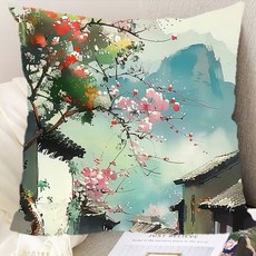 아름다운 꽃패턴 소파쿠션 양면 소파 쿠션 솜 포함 세탁가능 고탄력 청소년 꽃쿠션 가족 모임용 다기능 꽃쿠션 트렌디한 스타일, 8, 40 x 40CM (솜포함 양면쿠션)