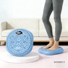 WINNECT 360회전 발바닥 지압 마사지판 허리 스트레칭 발지압판 스탭퍼 스마트 디지털 디스플레이 회수 칼로리 시간 표시, 블루, 1개