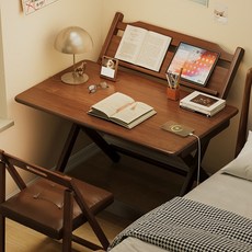 무설치 완제품 접이식 책상 높이조절 공부 1인용 학생 컴퓨터 침대 사이드 다용도 사무실 거실 서재 학생 폴딩 테이블, 브라운