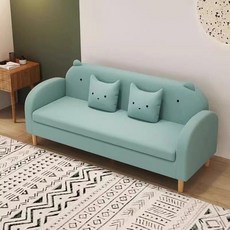 2인용 3인용 쇼파베드 거실 학원 소파 작은 미니 의자, 블루