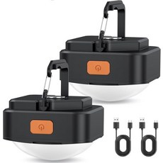 충전식 캠핑 조명 FLY2SKY 2Pcs 블랙 텐트 미니 손전등 휴대용 LED 랜턴 생존 장비 액세서리 하이킹 배낭 낚시 허리케인 비상 정전용, 2PC Black