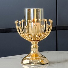 歐式金色玻璃香薰蠟燭臺, 金色小號13*23cm