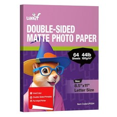 Uinkit 브라이트 화이트 양면 매트 포토 용지 - 21.6 x 27.9cm(8.5 x 11인치) 레터 사이즈 160gsm (44파운드) 64장 인스턴트 드라이 염료 잉크젯