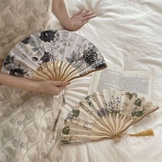 摺叠扇 中國風折疊小扇子 古風便攜漢服旗袍馬面裙折扇, 1個, 金色和灰色各1發2把