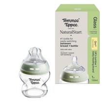 Tommee Tippee Natural Start 255.1g(9온스) 유리 아기 젖병 자가 살균 BPA 및 프탈레이트 프리 0개월 이상 자연스러운 걸쇠를 위한 천천히, Pack of 1