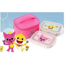 아이조움 핑크퐁 스텐 2단 가방 도시락 세트, 혼합 색상, 1세트