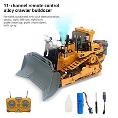 RC 불도저 9/11CH 라이트 사운드 스프레이 2.4Ghz 트랙 건설 다이캐스트 엔지니어링 차량 자동차 덤프 굴삭기, 11 Bulldozer Spray
