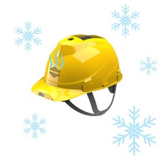 NexAura 넥스오라 시원한 선풍기 안전모 에어컨 쿨러 여름 통풍 공사장 건설 현장 작업모, 옐로우, 1개