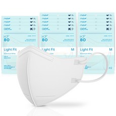 아에르 라이트핏 보건용 마스크 중형 KF80, 2개입, 15개, 화이트