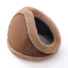 保暖耳罩冬季防凍耳暖加大加厚耳包加絨男士戶外耳捂後戴防風耳套, 毛邊反絨皮卡其, 1個