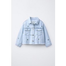 자라 키즈 ZARA KIDS 자수 데이지 데님 재킷 - 블루 4575557400334249