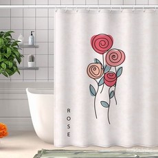 防水浴簾 加厚免打孔門簾 隔斷簾 浴室門簾 防水掛簾 簡約插畫風 浴室遮擋 加厚隔斷 衛生間沐浴簾, 人物2,180*200cm浴簾+掛環, 1個