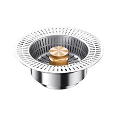 好物優選 廚房水槽過濾網 彈跳芯 按壓式 下水器 不鏽鋼 彈跳芯 防臭 防蟲 落水頭 濾網 過濾器 水槽 洗菜盆, 1個, 不銹鋼-大面板