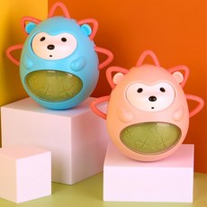 영유아 맑은소리 말랑가시 울퉁불퉁 고슴도치 오뚝이 신생아선물 균형감각, 핑크, 1개