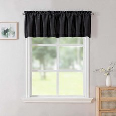Chyhomenyc Uptown 창문용 블랙 밸런스 인조 실크 암막 슬럽 원단 소형 주방 창문 밸런스 농가 침실 지하 욕실 토퍼 창문용 너비 152.4cm x 길이 45., Chyhomenyc Uptown 창문용 블랙 밸런스,