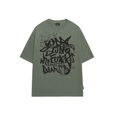 매장정품 오드스튜디오 ODDSTUDIO 그런지 그래픽 오버핏 티셔츠 - KHAKI OO4무르 MURT102KH 126106