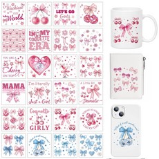 24개 PVC DIY 열전사 용지 (UV 승화 컵 리본 디자인 80x80mm), 혼합색