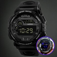 가벼운 야광 군인 훈련소 전자 손목 시계 방수 알람 남성 디지털