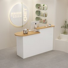 미용실 카운터 테이블 계산대 안내데스크 인포메이션 옷가게 카페 프론트, 90x50x105cm, 나뭇결흰색우측