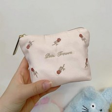 化妝包 刺繡玫瑰花包 迷你口紅包 氣墊補妝包 紙巾拉鏈手包 便攜化妝袋