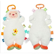 大號動物車掛 動物安撫玩偶床掛 帶鈴鐺BB器床鈴車鈴搖鈴嬰兒玩具, 1個, 白色小羊, 白色