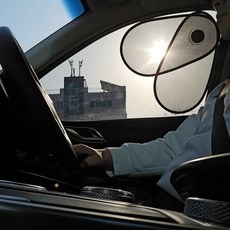 제너릭 흡착식 운전석 차량 햇빛가리개 각도조절, Oval 블랙, 1개