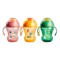 토미티피 Sippee 손잡이가 달린 유아용 컵 핑크 그린 오렌지 3개 세트, 토미티피 Sippee 손잡이가 달린 유아용 컵 핑크 그