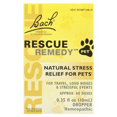 Bach 오리지널 플라워 레메디 Rescue Remedy 반려동물용 천연 스트레스 완화제 스포이트 무알코올 10ml(0.35 floz), Bach 오리지널 플라워 레메디..., 1개, 10ml