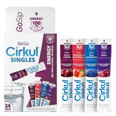 GoSip Cirkul 써큘 싱글 24팩 카페인 함유 다양한 맛의 물 음료 믹스 무설탕 제로 칼로리 블루 라즈베리 6개 블랙 체리 딸기 수박 포도 272317