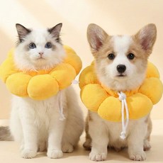 넥카라 고양이 강아지 깔대기 중성화 쿠션 목보호대 초경량 고양이넥카라 핑크 애견 옐로우, 노랑, 1개