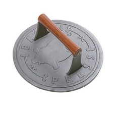 무쇠 그릴 돼지껍데기 누르개, 너도밤나무 손잡이 화이트 22cm, 1개, 1cm