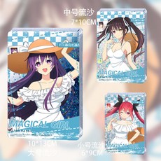 潮玩精品2店 約會大作戰12週年 時崎狂三夜刀神十香流沙麻將 送禮收藏, 1個, 換顏色請聯繫客服備註,6*9*0.8cm/幻彩閃粉+亮片