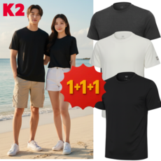 k2 공용 라운드 기능성 반팔 티셔츠 러닝 여행 등산 데일리 1+1+1