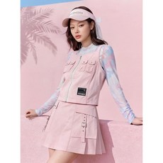 챌린저 여성 아웃포켓 크롭 뷔스티에 베스트 핑크