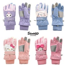 시나모롤 쿠로미 마이멜로디 헬로키티 여아용 스키장갑 보드장갑 겨울 손가락장갑 방한장갑, 쿠로미퍼플, 1개