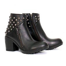 Hot Leathers BTL1003-GROUP 여성용 12.7cm(5인치) 블랙 스터드 앵클 가죽 부츠 사이드 지퍼 포함 블랙-9