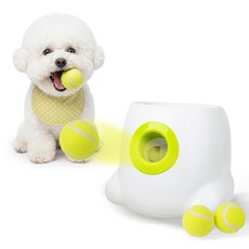 All For Paws 강아지 셀프 공 발사기 던지기 자동 발사 장난감 공놀이 애견 훈련+3테니스공, 1개, 크라미 그린