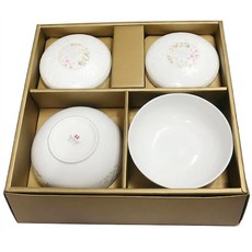 한국도자기 본차이나 테이블웨어 매난국죽 단반상기 2인조세트-6P/ 주발+대접, 1세트, 화이트, 공기2P+뚜껑2P+대접2P