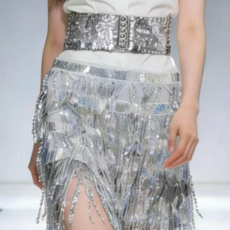 라인댄스복 공연 하의 스팽글 랩스커트+벨트세트 밸리댄스 무대의상, 실버