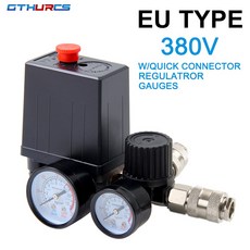 220V/380V 4 포트 레귤레이터 듀티 공기 압축기 펌프 압력 제어 스위치 밸브 0-180PSI 게이지, 04 380V EU, 04 380V EU