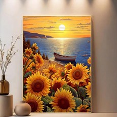 보석십자수 액자형 해바라기 재물 꽃밭 정물화 십자수, 프레임 + +, 50 x 65, 선플라워 씨 5