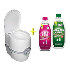 【海夫健康生活館】Porta Potti Excellence 豪華型 電動泵攜帶型沖水馬桶 清潔劑 分解劑, 白色